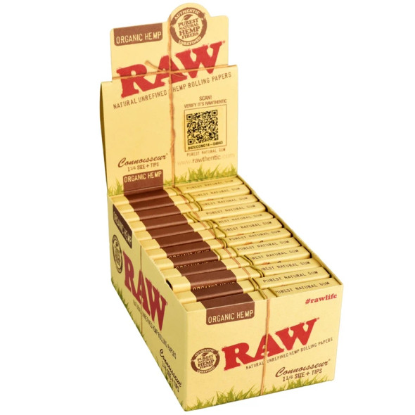 1¼" Organic Unbleached Connoisseur Papers with Tips by RAW