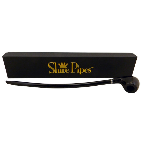 15" Curved Stem Engraved Rosewood Shire Pipe - Black