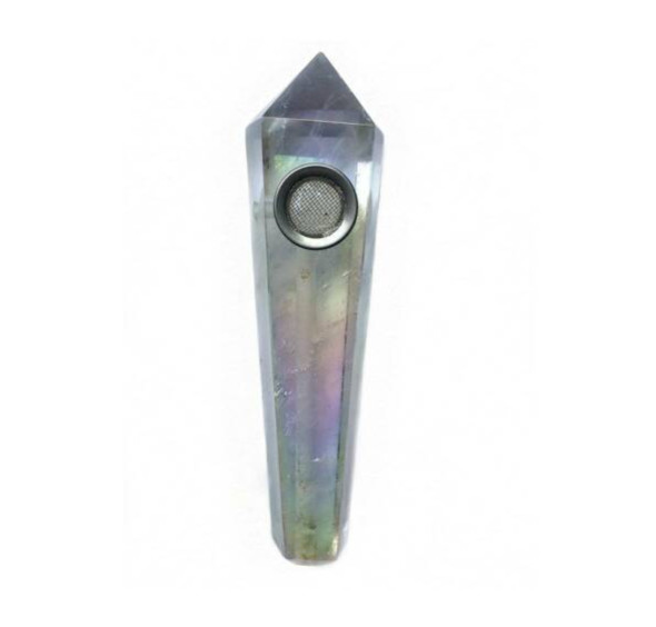 Sabrina - Clear Quartz w/ Rainbow Aura Crystal Pipe