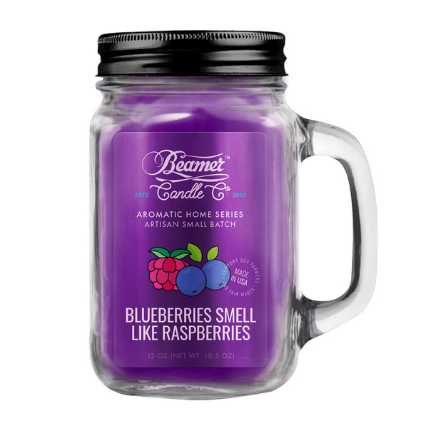 Beamer Candle Co. Blueberries Smell Like Raspberries 12oz Glass Mason Jar