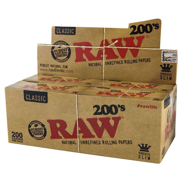 RAW 200's Classic Unbleached King Size Slim Rolling Papers