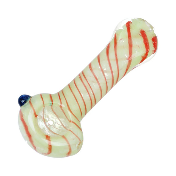 40CT Bag - Striped Glass Hand Pipe - 3.5" / Assorted Colors