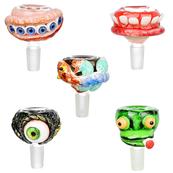 Glass and Enamel Bowl 14mm Pack of 10 - Assorted Colors and Shapes
