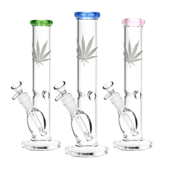 11.5" Silver Leaf Stragith Tube w/ Ice Pinch & Color Accent - Assorted Colors
