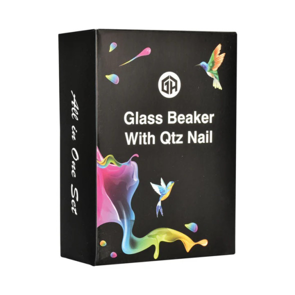 Glass Beaker w/ Quartz Banger Rig in Box - 5" / 14mm F