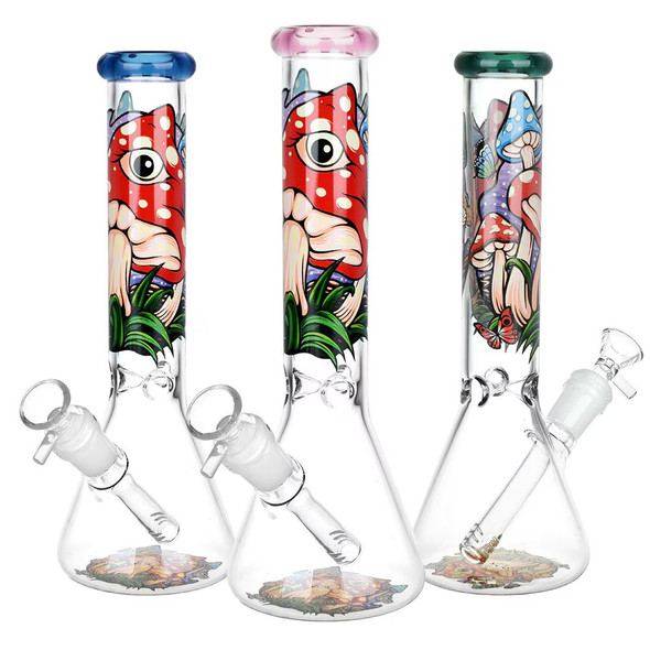 Eye Of The Shroom Beaker Glass Water Pipe - 10" / 14mm F
