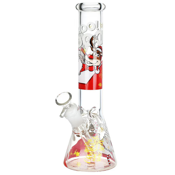 Silly Santa Glass Beaker Water Pipe - 10" / 14mm F / Designs Vary