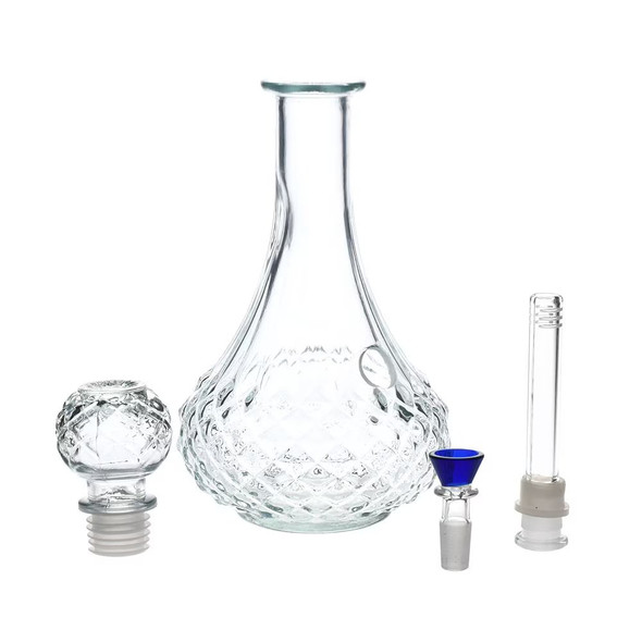 Vintage Decanter Style Glass Water Pipe w/ Cap - 8.25" / 14mm F / Color Vary / Long Neck