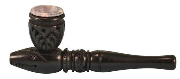 Courting In Tall Grass Stone Bowl & Carved Wood Smoking Pipe - 4"
