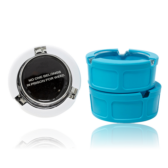 Ugly House 3.3" x 1.4" Glass Ashtray w/ Silicone Cover, Display of 6, 3 Designs 2 of each - Prison