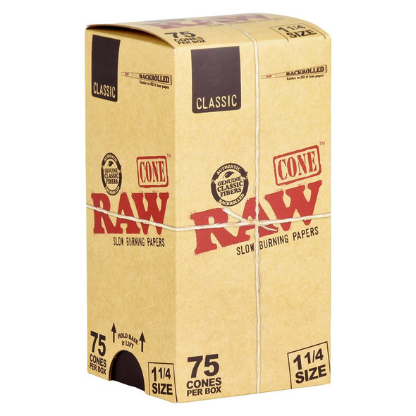 RAW Classic Pre-Rolled Cones - 1 1/4"/75PC BOX