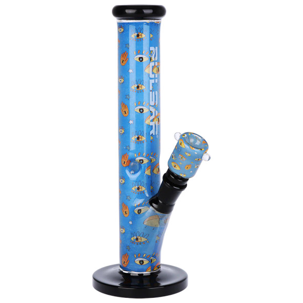 Pulsar Inside Print Straight Tube Water Pipe & Matching Bowl - Eye Can See You / 11.25" / 14mm F Pulsar Inside Print Straight Tube Water Pipe & Matching Bowl - Eye Can See You / 11.25" / 14mm F