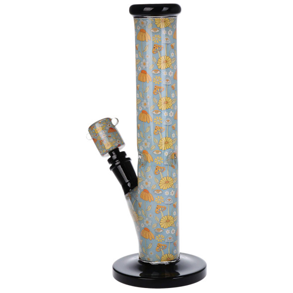 Pulsar Inside Print Straight Tube Water Pipe & Matching Bowl - Flower Vision / 11.25" / 14mm F Pulsar Inside Print Straight Tube Water Pipe & Matching Bowl - Flower Vision / 11.25" / 14mm F