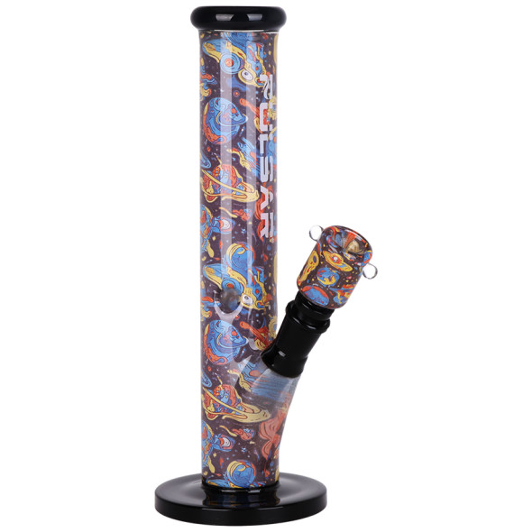 Pulsar Inside Print Straight Tube Water Pipe & Matching Bowl - Weird Space / 11.25" / 14mm F