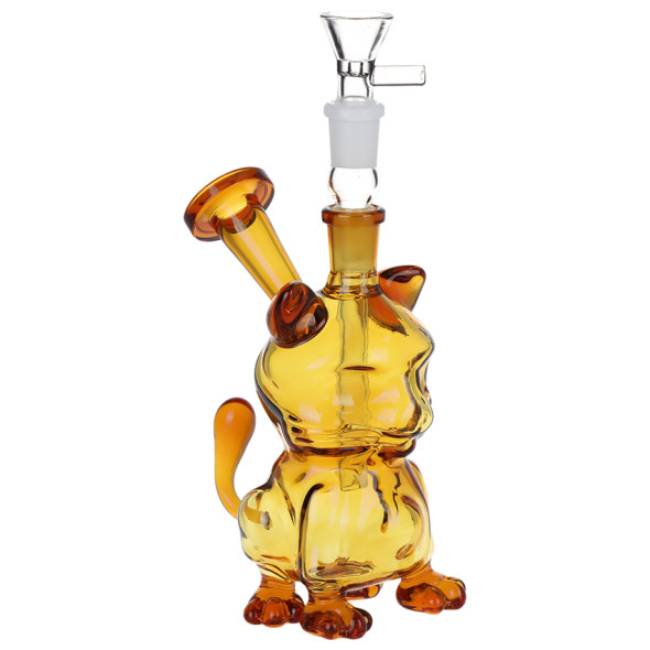 Purr-haps It's A Cat Glass Water Pipe - 6" / 14mm F / Colors Vary