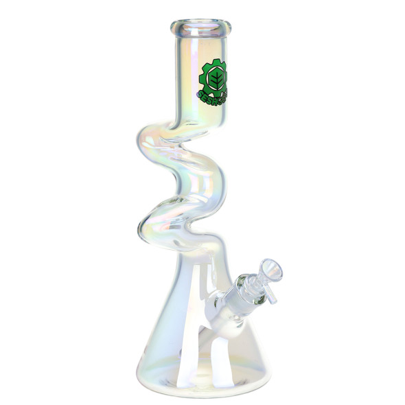 SeshGear Electro Zig Zag Beaker Glass Water Pipe - 14.75" / 14mm F / Colors Vary