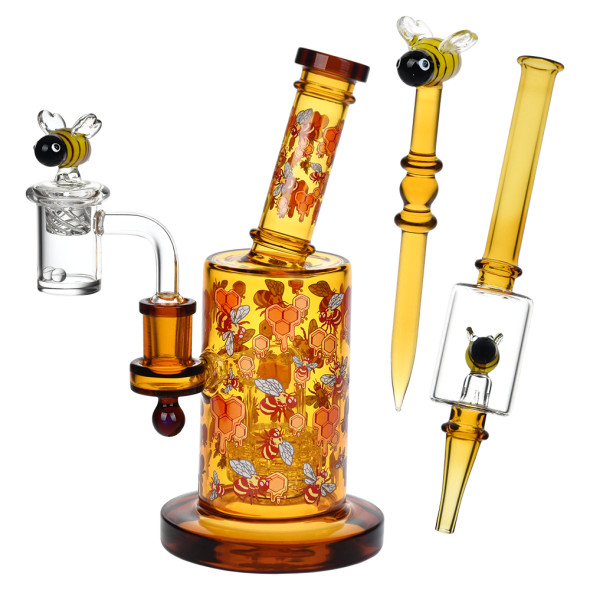 Pulsar Greatest Hits Series Glow Dab Rig Kit - Beez / 8" / 14mm F