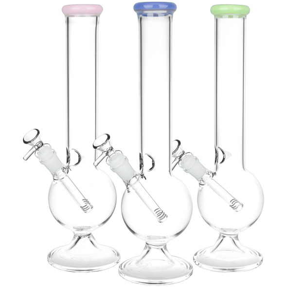 Spherical Splendour Round Bottom Water Pipe - 14.25" - 14mm F - Colors Vary