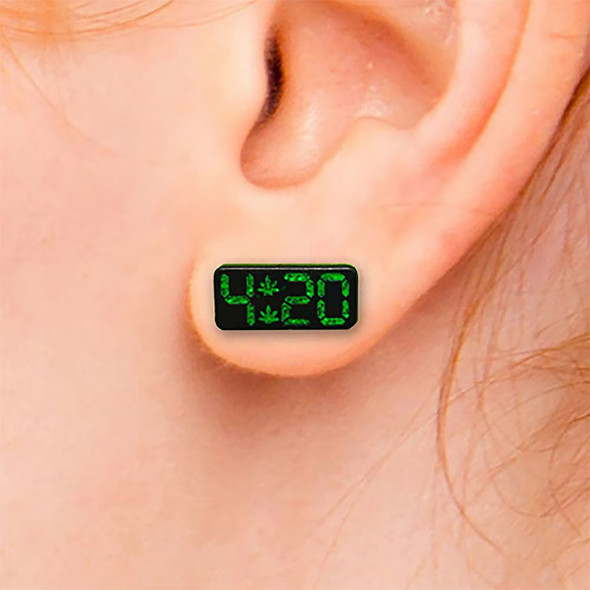 Wood Rocket Stoner Earrings - 420
