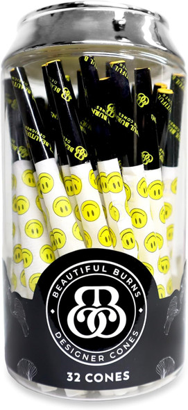 Beautiful Burns Designer Pre-Rolled Cones Happy Daze 32pc Jar Beautiful Burns Designer Pre-Rolled Cones Happy Daze 32pc Jar