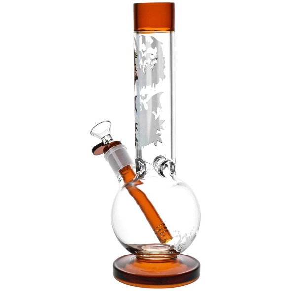 12" Pulsar Jack-O-Lantern Round Ball Glass Water Pip/ 14mm F