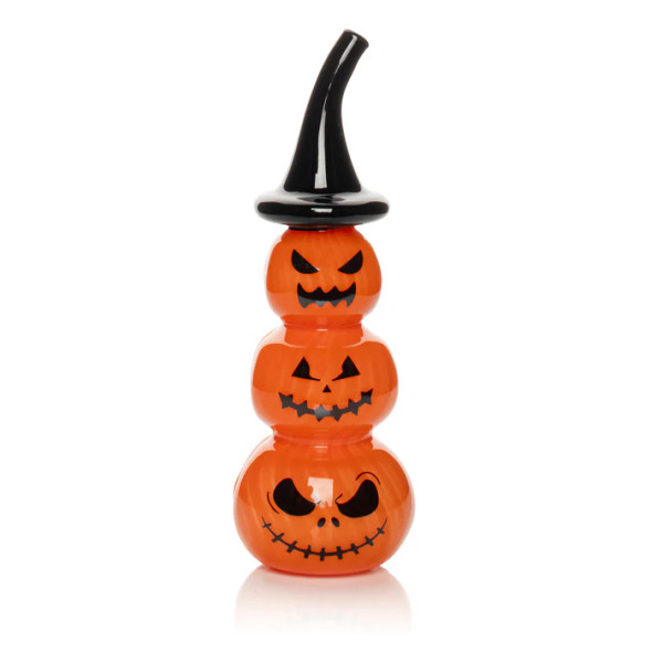 5" Stacked Jack-O-Lantern Glass Hand Pipe