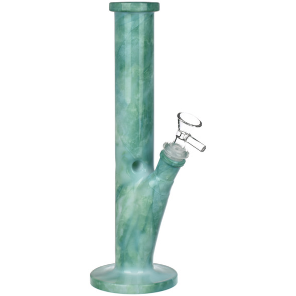 Marbled Straight Tube Glass Water Pipe - 10.75" / 14mm F / Colors Vary