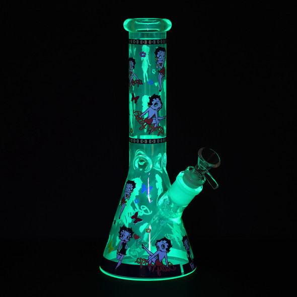Betsy Beep Neon Beaker Glass Water Pipe - 10" / 14mm F / Colors Vary Betsy Beep Neon Beaker Glass Water Pipe - 10" / 14mm F / Colors Vary