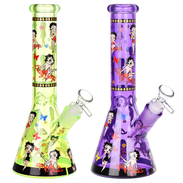 Betsy Beep Neon Beaker Glass Water Pipe - 10" / 14mm F / Colors Vary Betsy Beep Neon Beaker Glass Water Pipe - 10" / 14mm F / Colors Vary