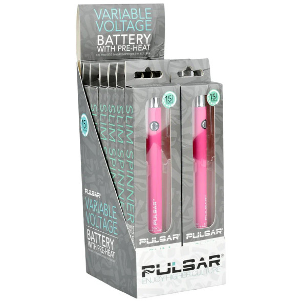 Pulsar Slim Spinner VV Battery - 400mAh/ 12 PC DISPLAY/Pink Pulsar Slim Spinner VV Battery - 400mAh/ 12 PC DISPLAY/Pink