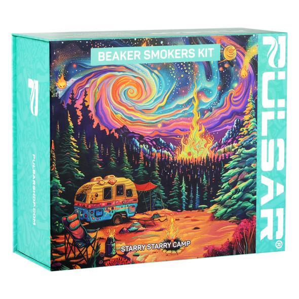 Pulsar Design Series Beaker Water Pipe Smokers Kit - 7.75" / Starry Camp Pulsar Design Series Beaker Water Pipe Smokers Kit - 7.75" / Starry Camp