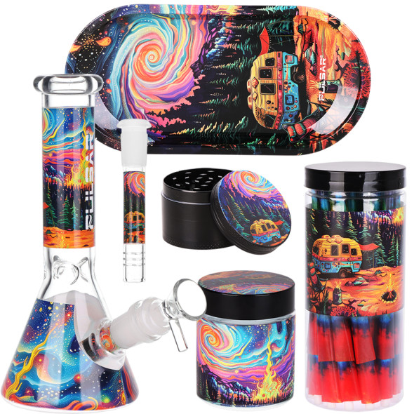 Pulsar Design Series Beaker Water Pipe Smokers Kit - 7.75" / Starry Camp Pulsar Design Series Beaker Water Pipe Smokers Kit - 7.75" / Starry Camp