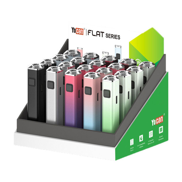Yocan Flat 650mAh Variable Voltage 510 Battery Assorted 20ct Display