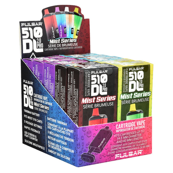 Pulsar 510 DL 2 Pro Variable Voltage Vape Bar 1000mAh Assorted Mist 10ct Display