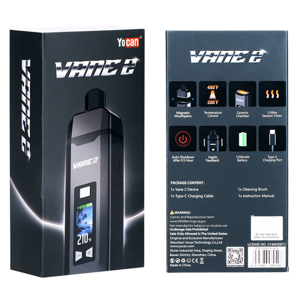 Yocan Vane 2 Dry Herb Vaporizer - 1200mAh Black Yocan Vane 2 Dry Herb Vaporizer - 1200mAh Black