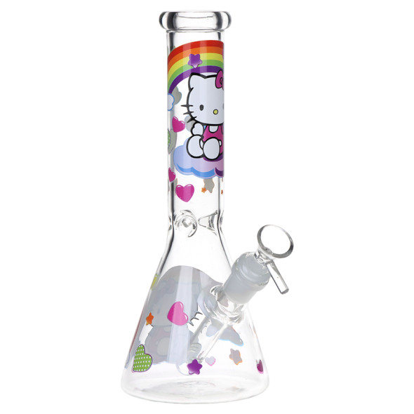 Greetings Feline Glass Beaker Water Pipe - 10" / 14mm F / Clear Designs Vary Greetings Feline Glass Beaker Water Pipe - 10" / 14mm F / Clear Designs Vary