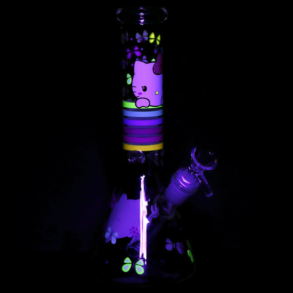 Greetings Feline Glass Beaker Water Pipe - 10" / 14mm F / Clear Designs Vary Greetings Feline Glass Beaker Water Pipe - 10" / 14mm F / Clear Designs Vary