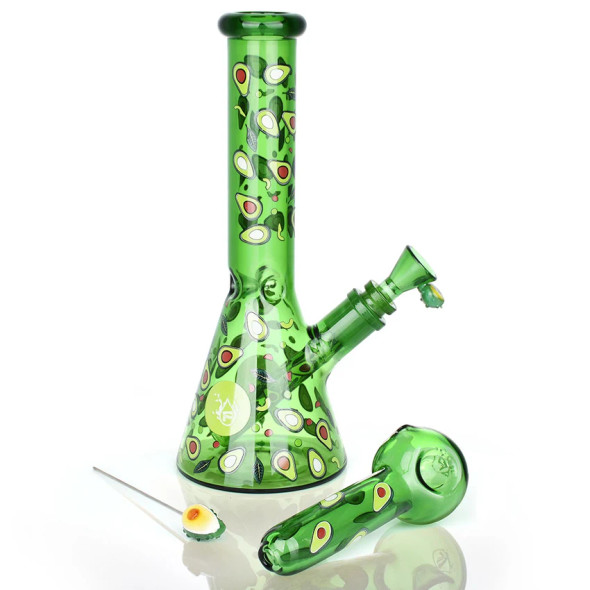 Pulsar Fruit Series 10" Beaker, Pipe and Poker Glow Combo Avocado Gold Pulsar Fruit Series 10" Beaker, Pipe and Poker Glow Combo Avocado Gold