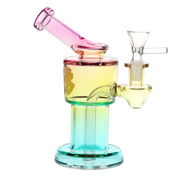SeshGear Roboto Ombre Glass Water Pipe - 5.25" / 10mm F Pink Green