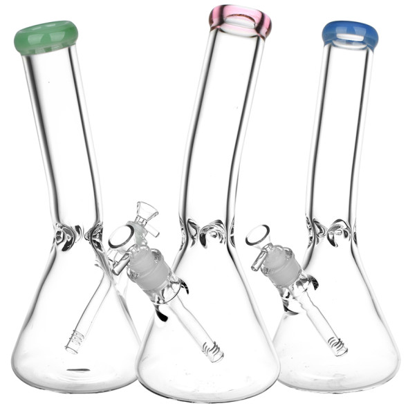 13.75" Classic Bent Neck Beaker Glass Water Pipe Colors Vary 13.75" Classic Bent Neck Beaker Glass Water Pipe Colors Vary