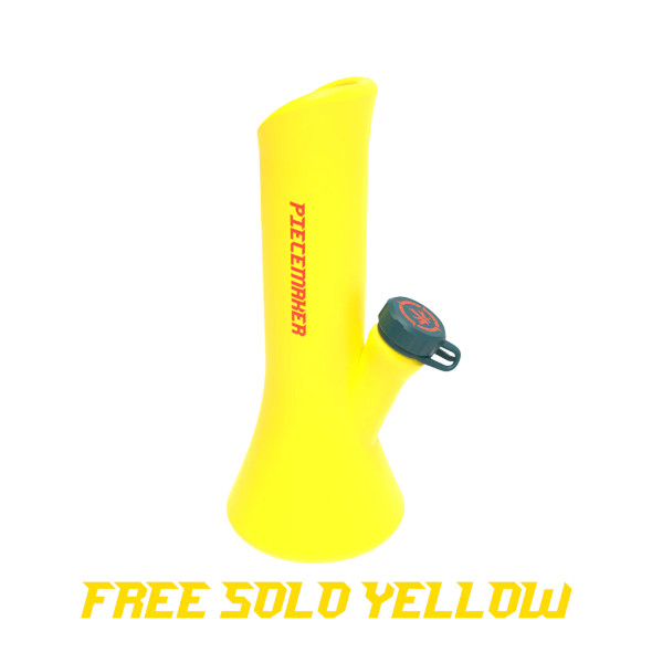 Piece Maker Kali Go! 8.5" Silicone Beaker with Attached Kap Lid Solo Yellow
