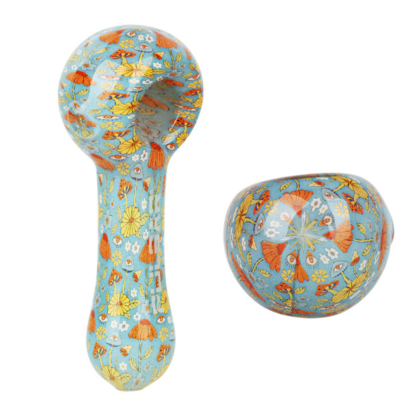 Pulsar Inside Print Glass Spoon Pipe - 5" Flower Vision