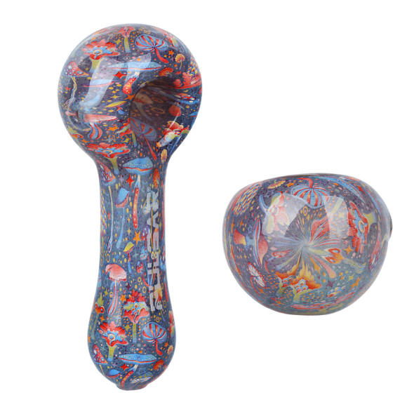 Pulsar Inside Print Glass Spoon Pipe - 5" Neon Shrooms Pulsar Inside Print Glass Spoon Pipe - 5" Neon Shrooms