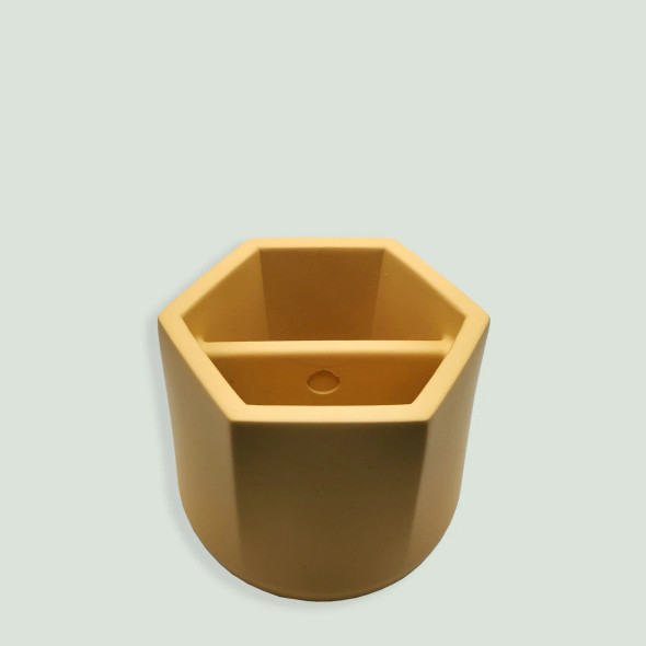 BRNT Malua - Concrete Storage Jar with Walnut Lid Yellow