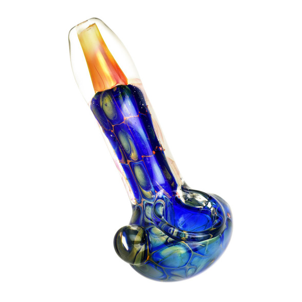 4" Aqua Sea Turtle Shell Metallic Fumed Glass Spoon Pipe 4" Aqua Sea Turtle Shell Metallic Fumed Glass Spoon Pipe
