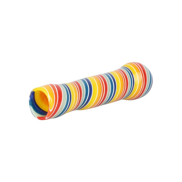 Rainbow Spirals Glass Chillum - 3.5" Rainbow Spirals Glass Chillum - 3.5"