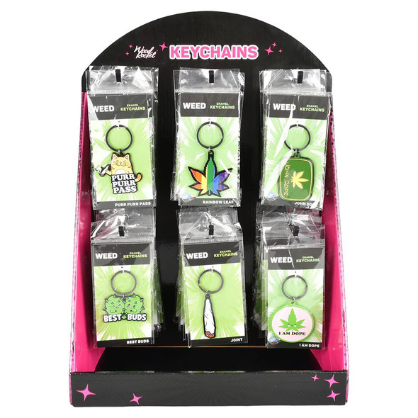 Wood Rocket Hemp Enamel Keychains - Assorted Designs/36PC DISPLAY Wood Rocket Hemp Enamel Keychains - Assorted Designs/36PC DISPLAY