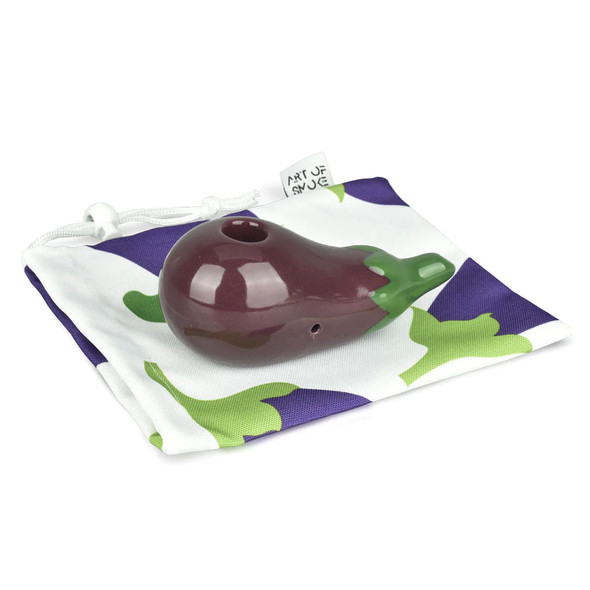Art of Smoke Eggplant Pipe with Pattern Bag Art of Smoke Eggplant Pipe with Pattern Bag