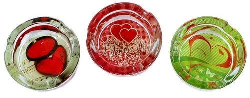 Glow In Dark Heart Design Ashtray 6ct Display