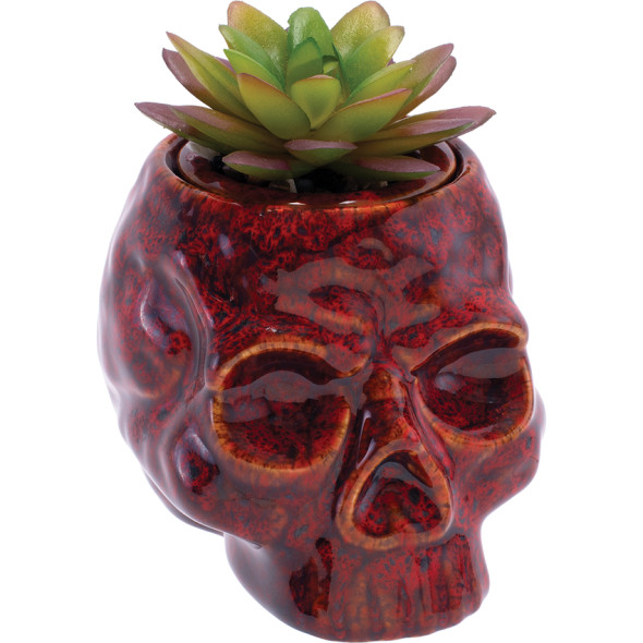 Fujima Skull Planter Ceramic Stash Jar - 4.5" / Red Fujima Skull Planter Ceramic Stash Jar - 4.5" / Red